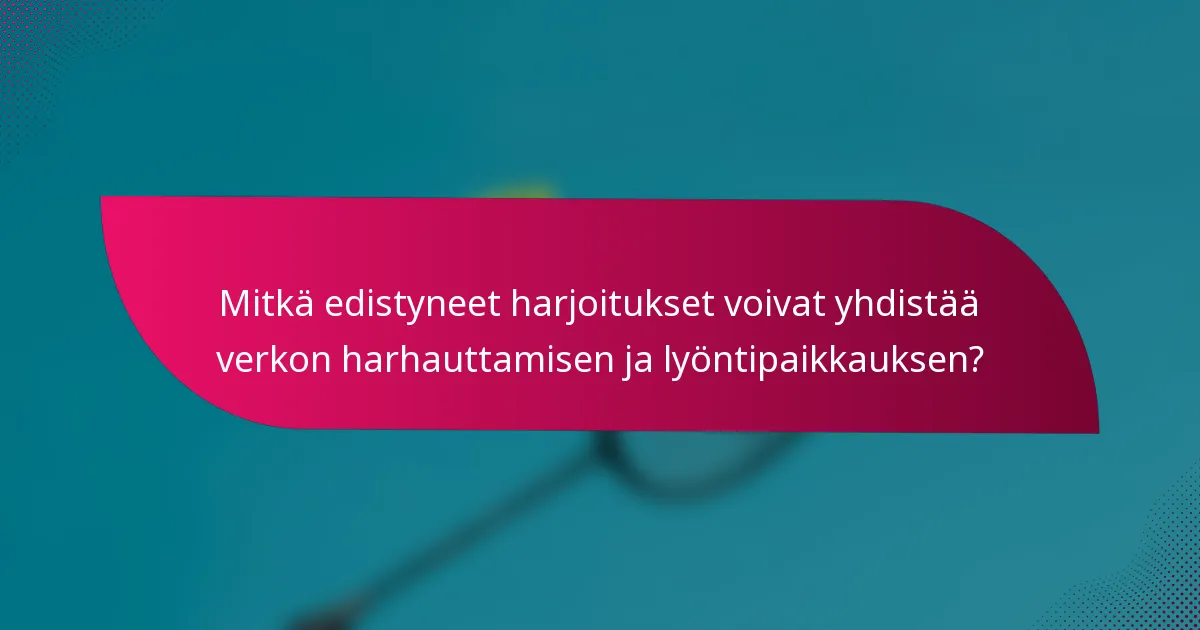 Mitkä edistyneet harjoitukset voivat yhdistää verkon harhauttamisen ja lyöntipaikkauksen?