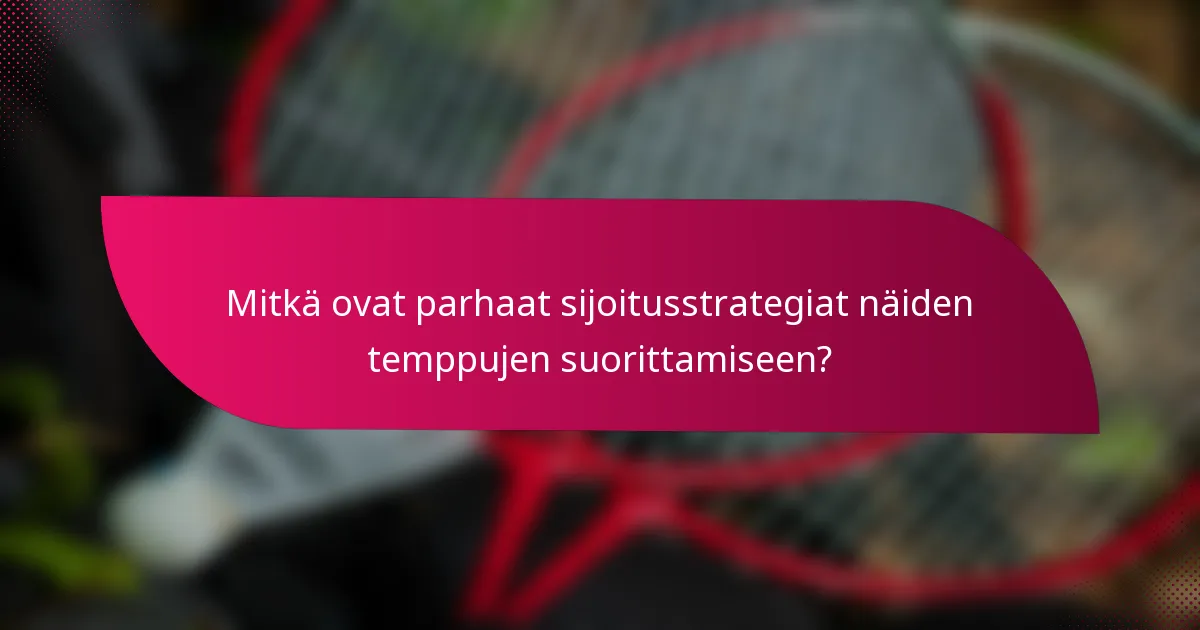 Mitkä ovat parhaat sijoitusstrategiat näiden temppujen suorittamiseen?